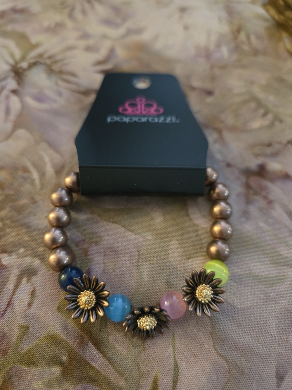 Paparazzi Multicolor Daisy Beaded Bracelet - Bronze & Bright Beads